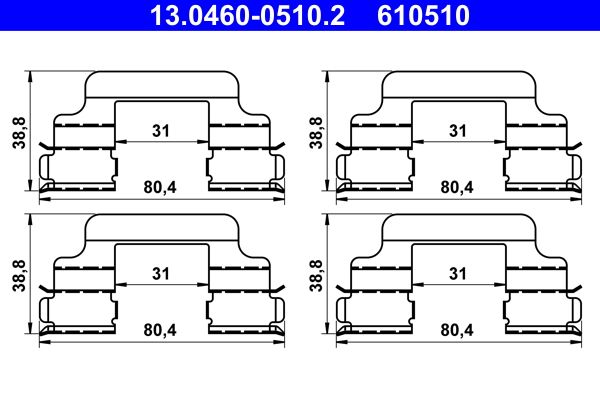 Zestaw akcesoriów montażowych  klocków hamulcowych ATE 13.0460-0510.2