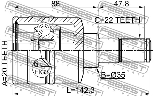Przegub FEBEST 0711-RM413LH