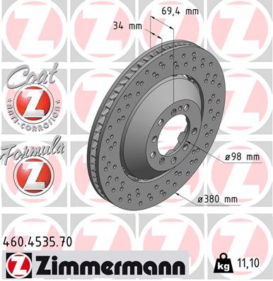 Tarcza hamulcowa ZIMMERMANN 460.4535.70