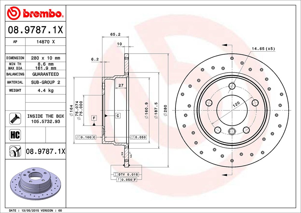 Tarcza hamulcowa BREMBO 08.9787.1X