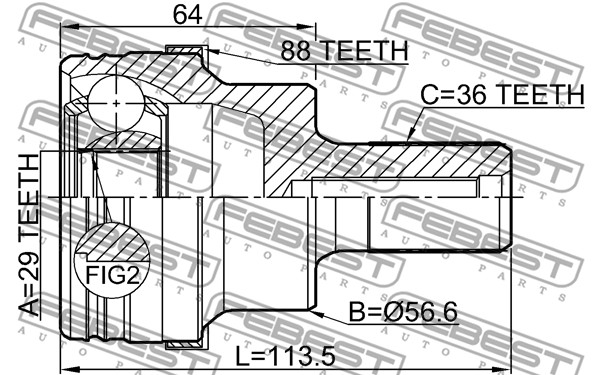 Przegub FEBEST 2110-KUGA88R