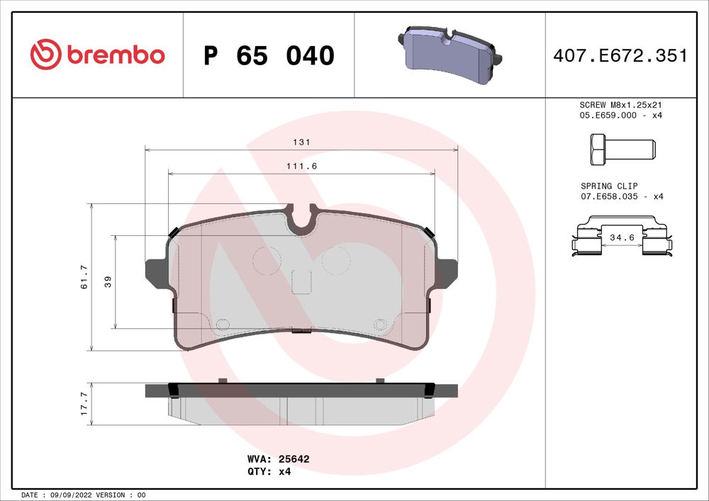 Klocki hamulcowe BREMBO P 65 040