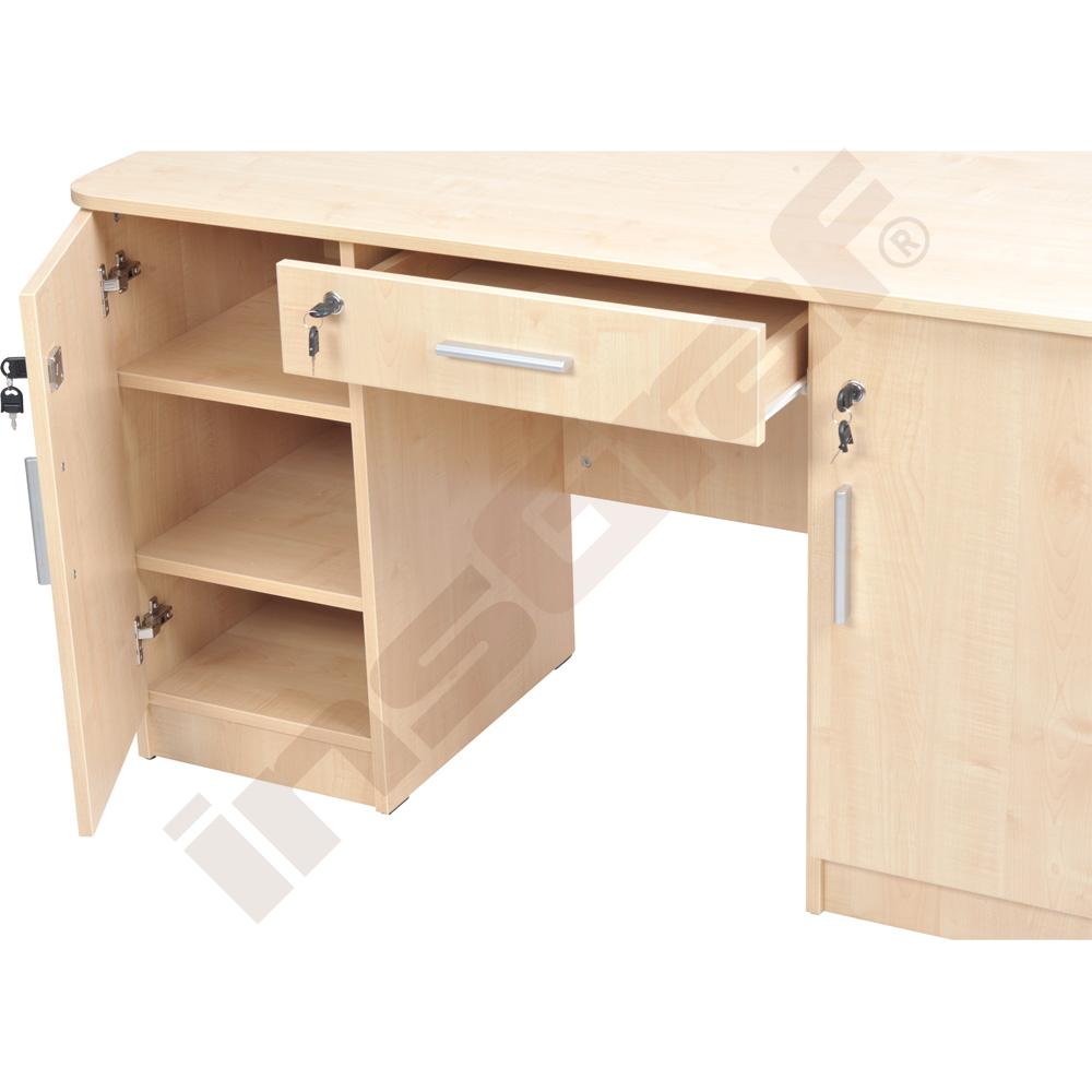 Schreibtisch Vigo E mit 1 Schublade und 2 Türen, jeweils abschließbar,  Ahorn | gerundet | Ahorn | 092731 | Online-Shop insGraf
