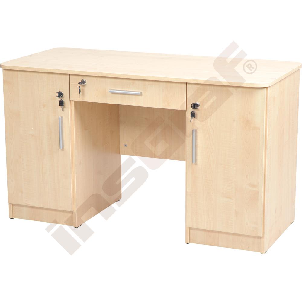 Schreibtisch Vigo E mit 1 Schublade und 2 Türen, jeweils abschließbar,  Ahorn | gerundet | Ahorn | 092731 | Online-Shop insGraf
