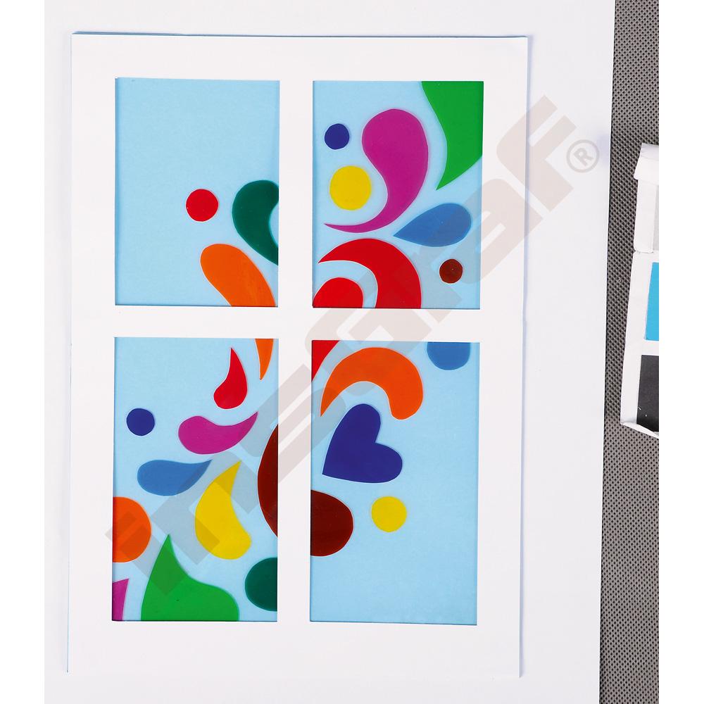 Folia Fensterfolie selbsthaftend, 23 x 33 cm, 10 Bogen, 10 Farben -  Kindergartenbedarf, Bastelbedarf, Schulbedarf, Reinigungsmittel