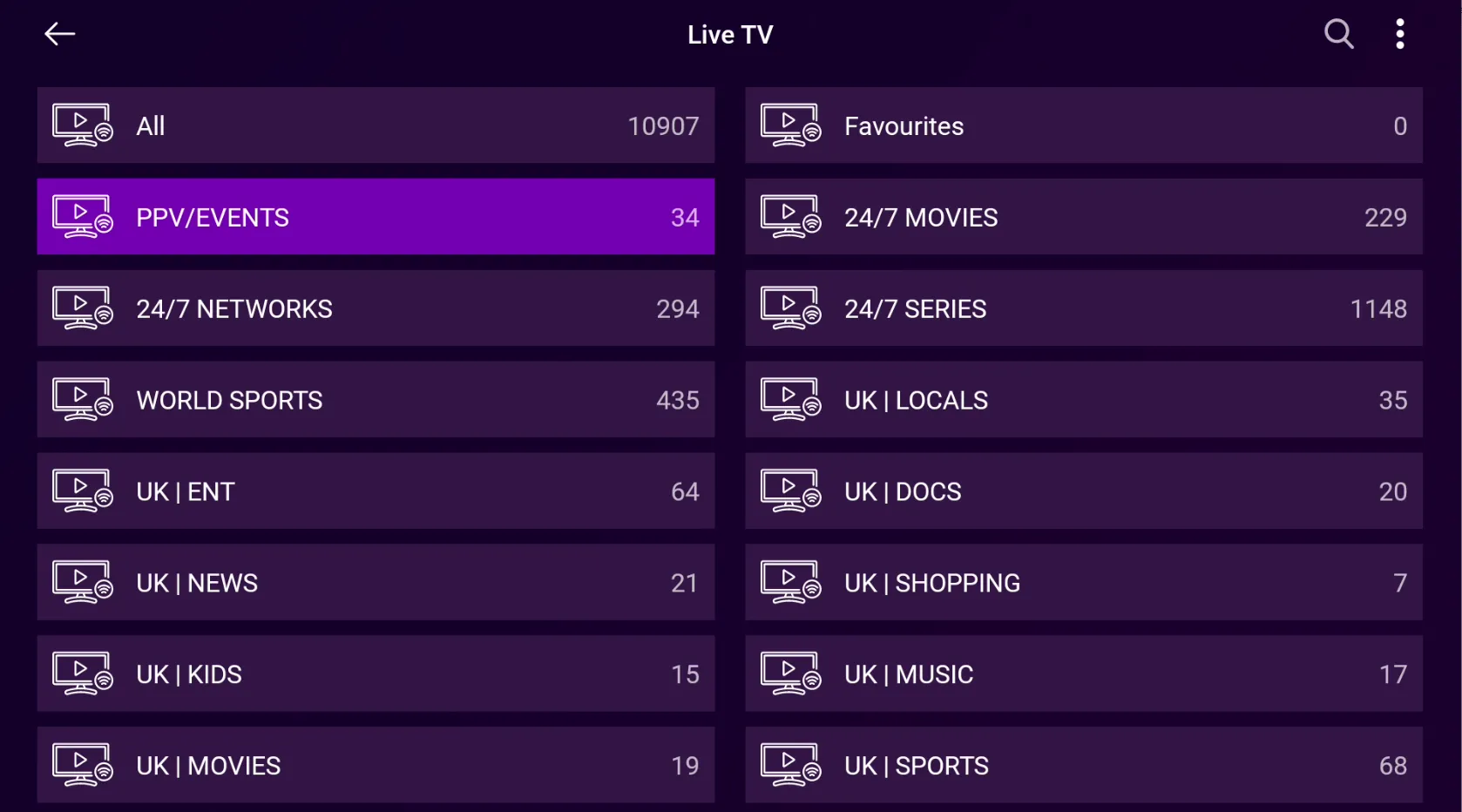 Hot Player live TV interface