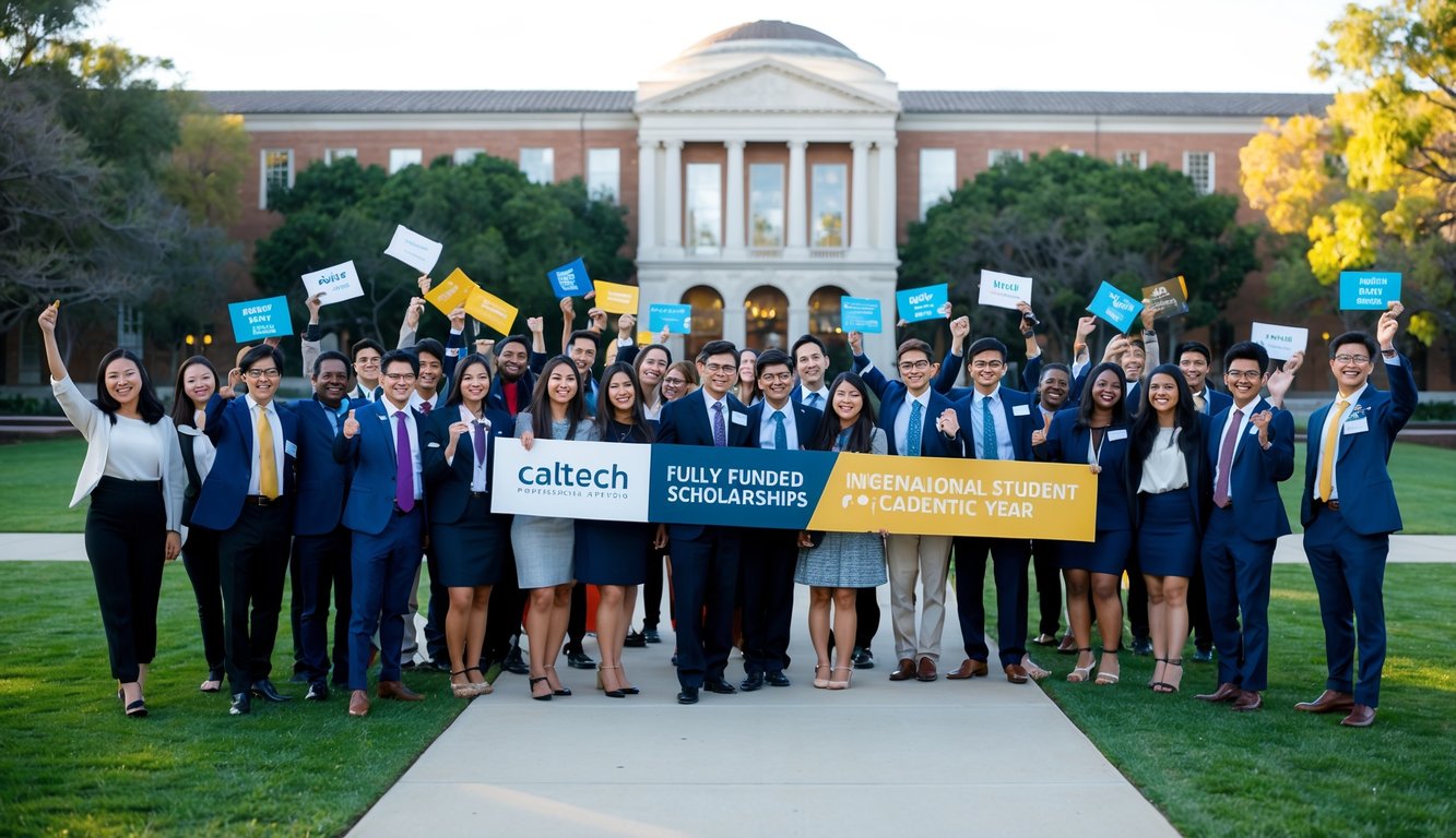 International university campus and scholarship students