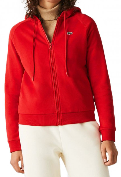 Lacoste Women s Cotton Blend Fleece Zip Hoodie red Tennis Zone