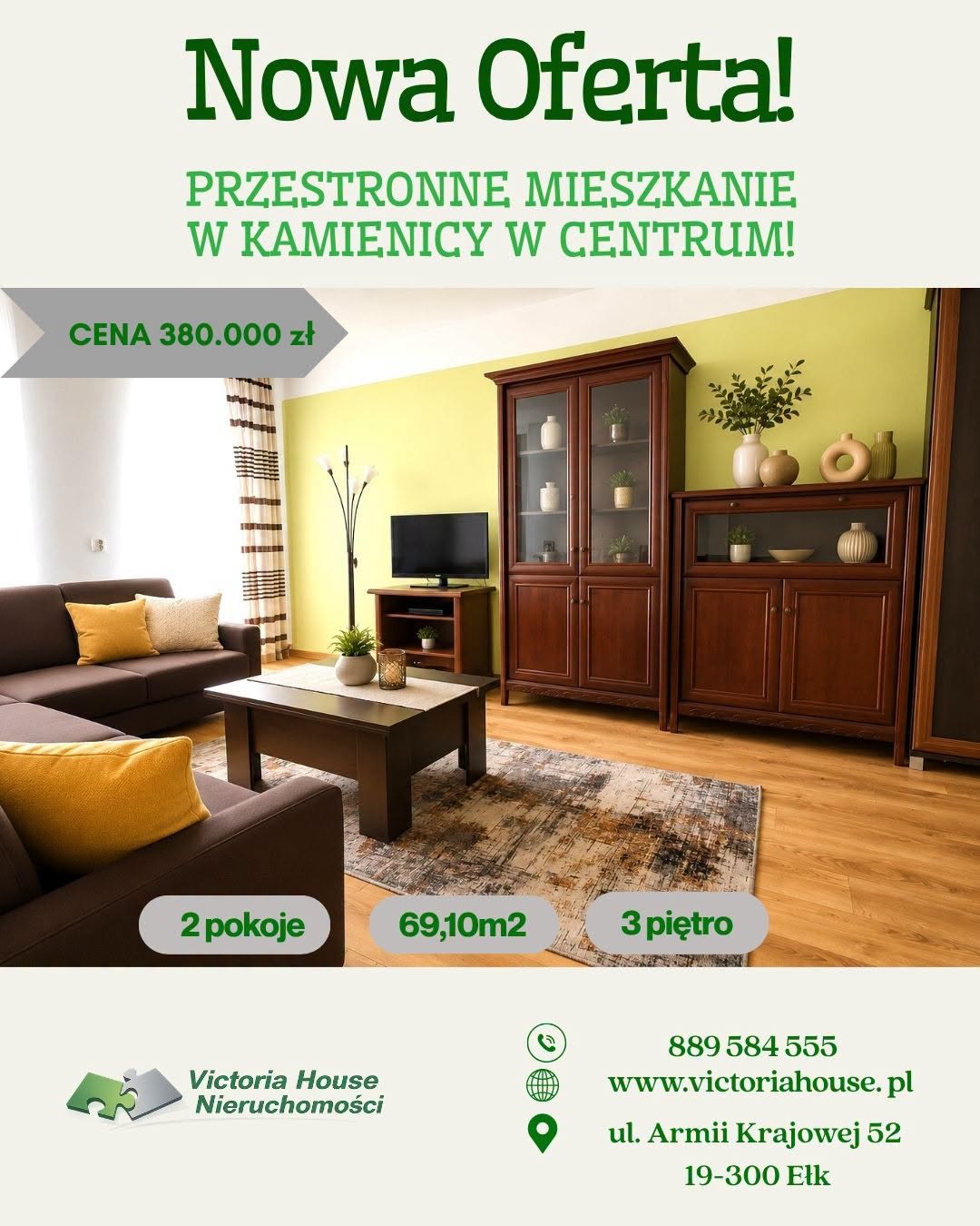 🏡✨ MIESZKANIE W SAMYM SERCU EŁKU! ✨🏡
📍 Centrum miasta | ul. 3 Maja | 69,10 m2
Marzysz o mieszkaniu, z którego wszędzie dojdziesz w kilka minut? A może szukasz nieruchomości, która będzie świetną inwestycją? 🔑 Ta oferta zdecydowanie zasługuje na Twoją uwagę!
To przestronne, 2-pokojowe mieszkanie o powierzchni 69,10 m2 położone na III piętrze kamienicy, oferuje funkcjonalny układ pomieszczeń, oddzielną kuchnię, trzy praktyczne pomieszczenia gospodarcze oraz piwnicę. Lokal jest w dobrym stanie technicznym i daje możliwość urządzenia wnętrza dokładnie tak, jak sobie wymarzysz. 🏠✨
💚 Największy atut? Lokalizacja!
Wychodzisz z domu i dosłownie wszystko masz na wyciągnięcie ręki – sklepy, galerię handlową, szkoły, przedszkola, przychodnie, banki, urzędy, dworzec oraz komunikację miejską. To wygoda, której nie da się przecenić! 🚶♀️🛍️☕🏫
✅ Idealne dla pary.
✅ Doskonałe dla małej rodziny.
✅ Świetna propozycja pod wynajem i inwestycję.
📞 Nie czekaj – takie mieszkania w centrum szybko znajdują nowych właścicieli!
📲 889 584 555
📧 biuro@victoriahouse.pl
Zapraszamy na prezentację! 🤝
#VictoriaHouseNieruchomości #Ełk #MieszkanieNaSprzedaż #CentrumEłku #Nieruchomości #Mieszkanie #KupMieszkanie #Inwestycja #MieszkanieWEłku #DomMarzeń #OfertaDnia #RynekNieruchomości #NowaOferta #TwójNowyAdres 🏡🔑

https://www.victoriahouse.pl/mieszkania-na-sprzedaz-380000zl-69m2-elk-centrum-o7150677