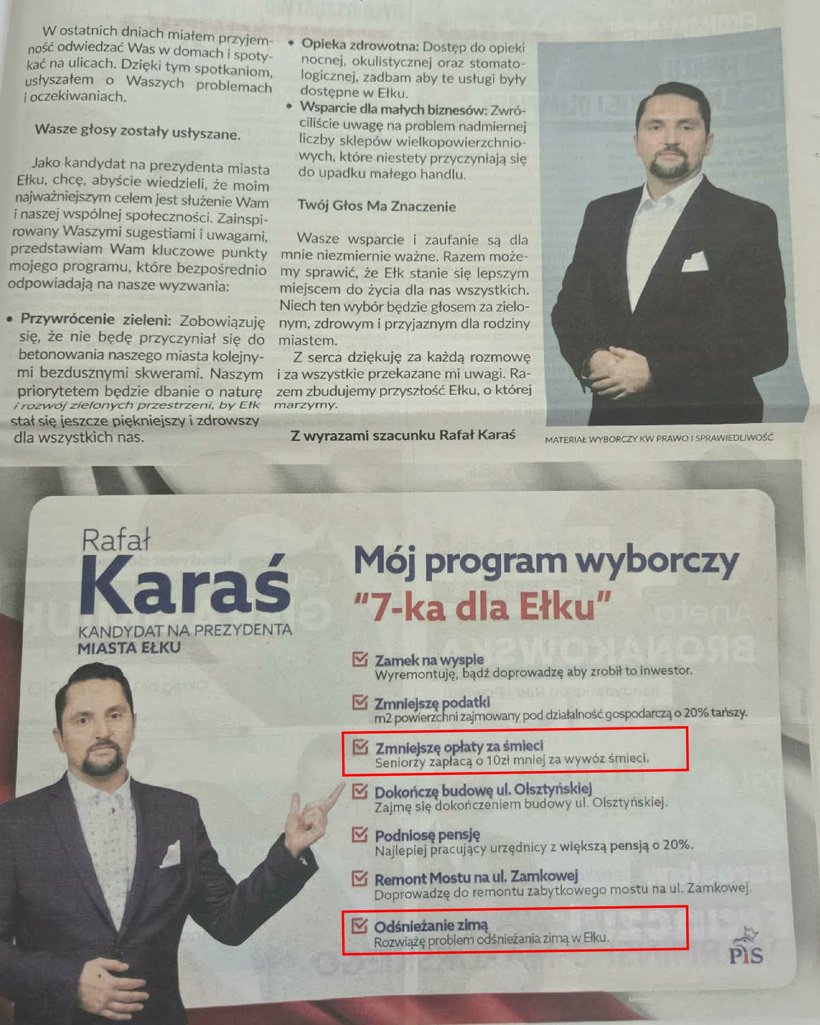 Krótka lekcja samorządowej ichtiologii: 
W kampanii obiecuje obniżkę za śmieci, a po wyborach wprowadza 'program dostosowawczy' i... głosuje za podwyżką opłat dla mieszkańców. Gdzie podziały się te twoje obniżki Karaś? 

Może zostały zasypane przez nierozwiązany problem zimowego odśnieżania...? A opowiedz nam tu wszystkim, o czym ciekawym rozmawialiście na zebraniu PISu, tuż przed dzisiejszą sesją rady miasta? Czyżby "kawowy cukiereczek" zanęcił na "karasia"?