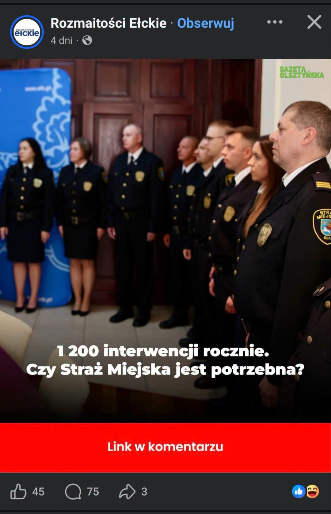 Przeglądam sobie posty, patrzę tu rozmaitości ełckie spoko, tu radny Hasulak spoczko, myślę sobię... nie czekaj... wróć!

👮 STRAŻ MIEJSKA W EŁKU 
w prostej matematyce?

💰 3 774 371 zł rocznie
📅 314 531 zł miesięcznie
🕐 10 341 zł dziennie

Przy 1200 interwencjach rocznie daje to:
🚨 100 interwencji miesięcznie
🚨 około 3,3 interwencji dziennie

👀 Ile? 3,3 średnio dziennie? 
Panie! To je złota robota🏅🏆 są wolne wakaty?
with 2 Attachments:
