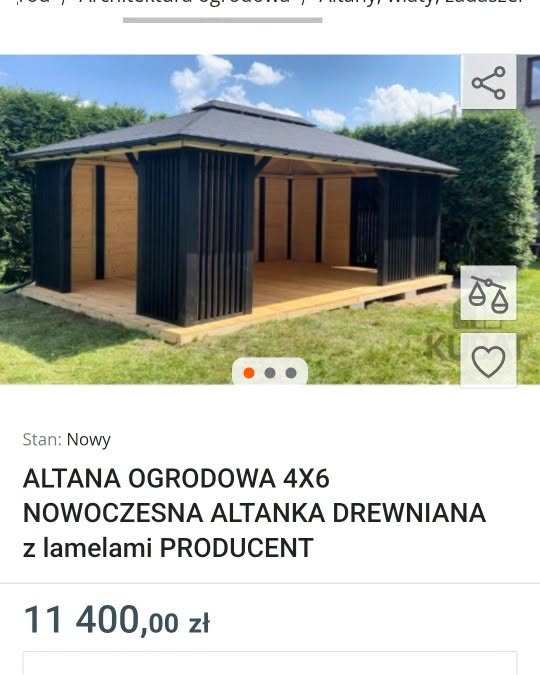 Ktoś robi takie altany ? Chodzi że ktoś u nas w pobliżu Ełku albo okolice. I jaki całkowity koszt z montażem . Przykładowe zdjęcia