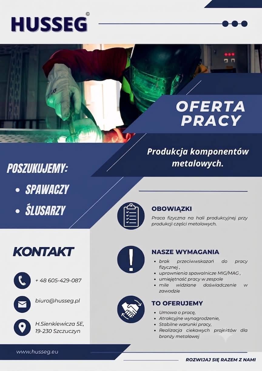 Zatrudnimy spawaczy MIG/MAG! Praca w Szczuczynie, atrakcyjne wynagrodzenie!