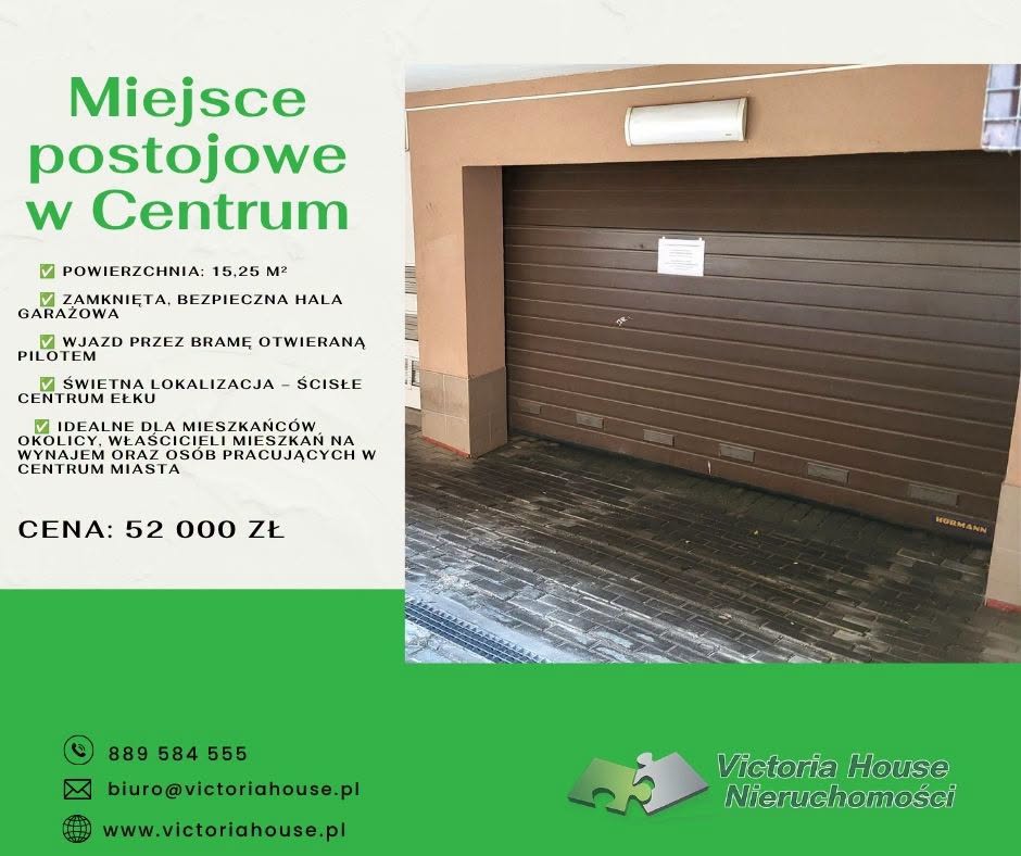 🚗 Koniec z szukaniem miejsca parkingowego! 🚗

📍 Na sprzedaż miejsce postojowe w hali garażowej
📍 ul. Magazynowa 7 | Centrum Ełku

Masz dość codziennego krążenia po centrum w poszukiwaniu wolnego miejsca? Teraz możesz parkować wygodnie, bezpiecznie i bez stresu! 🔑🚘

✅ Powierzchnia: 15,25 m²
✅ Zamknięta, bezpieczna hala garażowa
✅ Wjazd przez bramę otwieraną pilotem
✅ Świetna lokalizacja – ścisłe centrum Ełku
✅ Idealne dla mieszkańców okolicy, właścicieli mieszkań na wynajem oraz osób pracujących w centrum miasta

💰 Cena: 52 000 zł

To inwestycja w wygodę, bezpieczeństwo i oszczędność czasu każdego dnia! Nie trać czasu na szukanie miejsca – miej je zawsze na wyłączność. 🔥

📞 Victoria House Nieruchomości
📱 889 584 555
📧 biuro@victoriahouse.pl
🌐 www.victoriahouse.pl
📍 ul. Armii Krajowej 52, 19-300 

#VictoriaHouseNieruchomości #Ełk #CentrumEłku #Magazynowa7 #MiejscePostojowe #Garaż #HalaGarażowa #Parking #NieruchomościEłk #Sprzedaż #Inwestycja #BezpieczneParkowanie #EłkNieruchomości #ParkujBezStresu 🚗🔑
https://www.victoriahouse.pl/obiekty-na-sprzedaz-52000zl-15m2-elk-centrum-o7134117