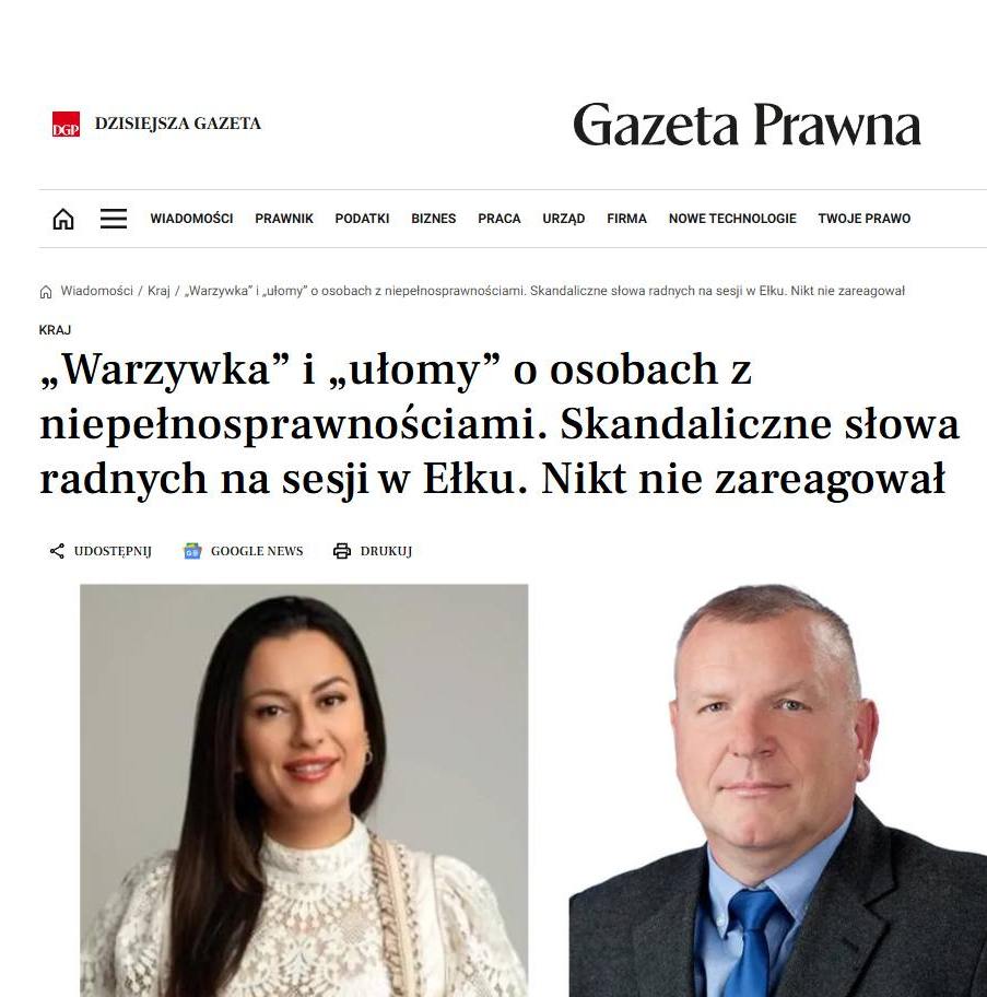 "Do sprawy odniósł się również Starosta Ełcki Marek Chojnowski, który w rozmowie z redakcją podkreślił, że takie określenia są nie do zaakceptowania i nie powinny pojawiać się ani podczas oficjalnych obrad, ani w prywatnych rozmowach. Zaznaczył również, że z jego ust nigdy nie padłyby podobne słowa."

Link do artykułu w komentarzu.