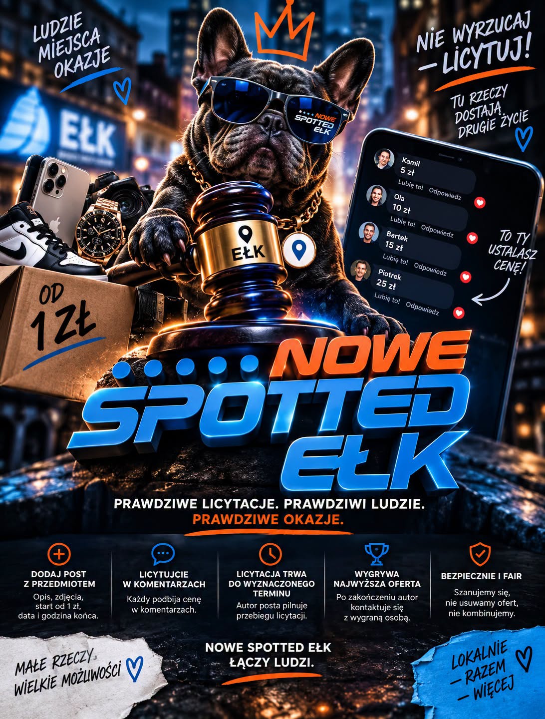 Zainspirowani dziś, odrazu działamy 💖 
Nasz nowy projekt.

Działa, można korzystać. Dajcie nam troche czasu, na stabilizacje nowego pomysłu, ale już można wrzucać 🥳 

Nowe Spotted: Ełk - Licytacje

#Licytujemy #EłckieLicytacje #StartOdZłotówki #Ełk #Mazury