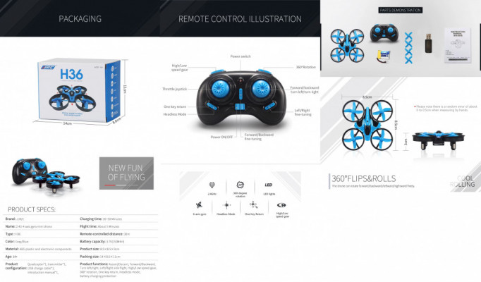H36 Mini Drone 6-osiowy dron zdalnie sterowany, pełna osłona śmigieł s