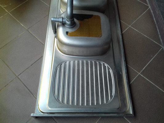 Zlew kuchenny zlewozmywak dwukomorowy z ociekaczem, używany 120cmx60cm