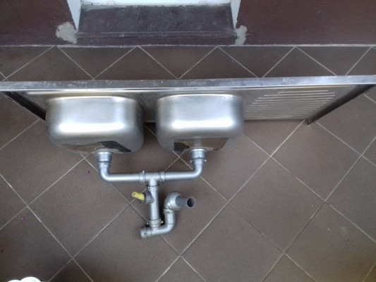 Zlew kuchenny zlewozmywak dwukomorowy z ociekaczem, używany 120cmx60cm