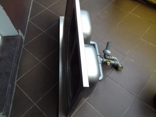 Zlew kuchenny zlewozmywak dwukomorowy z ociekaczem, używany 120cmx60cm