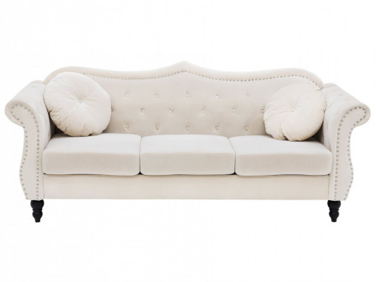Sofa Welur Beżowy dla 3 osób