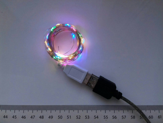 Dekoracyjne malutkie lampki USB, różne kolory, 5m na elastycznym druci