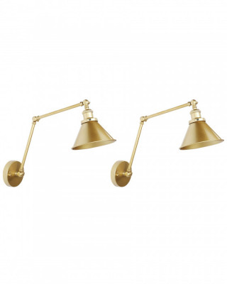 Zestaw 2 lamp ściennych Regulowana Metal Złoty