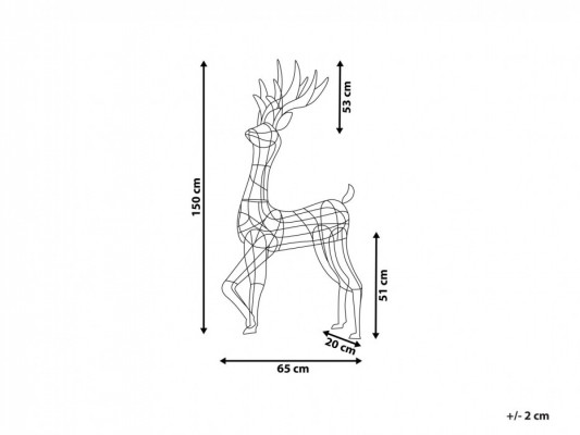 Dekoracja ogrodowa LED Renifer 150 cm Srebrny