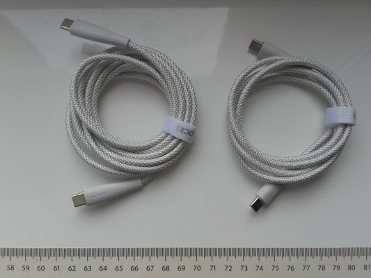 Toocki kabel USB-C - USB-C, PD do 100W transmisja danych, 1m+2m, biały