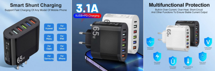 Ładowarka LYK-881, Quick Charge 3.0, USB-C, 5V 3,5A, 9V 2A, 12V 1,6A,