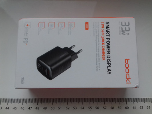 Ładowarka GaN 33W PD+QC3 5V, 3A, 9V, 10V, 12V, NOWA, USB-C + USB-A, TC