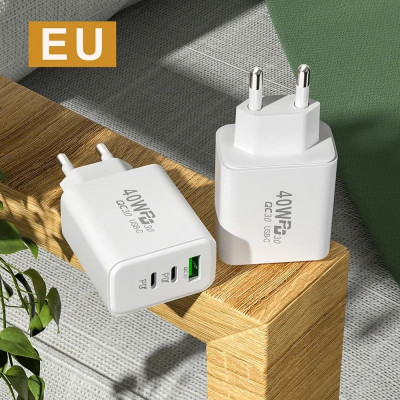 Ładowarka QC3.0 + PD3.0, USB-C, 5V, 9V, 12V, biały kolor, AR43-CCA, 30