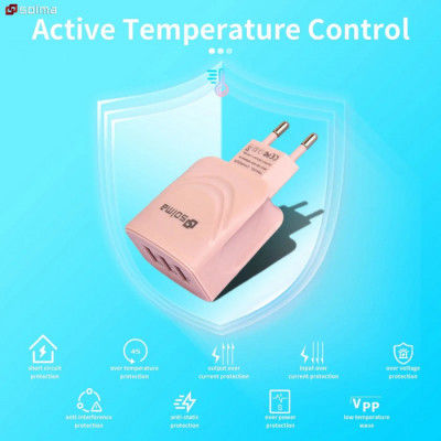 Ładowarka 3xUSB, 230V, różowa, NOWA, 5V 1A, 5Wat, SOLMA SL-67, 3058632