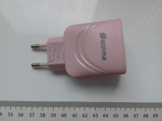 Ładowarka 3xUSB, 230V, różowa, NOWA, 5V 1A, 5Wat, SOLMA SL-67, 3058632