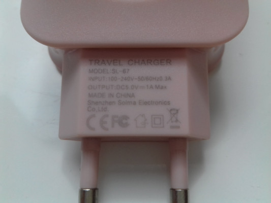 Ładowarka 3xUSB, 230V, różowa, NOWA, 5V 1A, 5Wat, SOLMA SL-67, 3058632