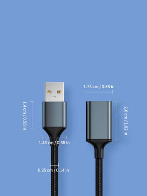 Przedłużacz USB 2.0, kabel długości 3m, 300cm, metalowe końcówki, plec