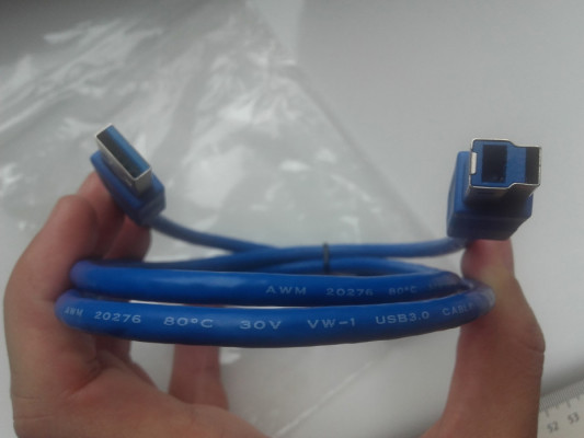 Kabel USB3.0 AB, 100cm, kolor niebieski NOWY