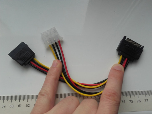 Rozdzielacz zasilania z SATA na MOLEX+SATA 19cm, nowy kabel SATA do MO