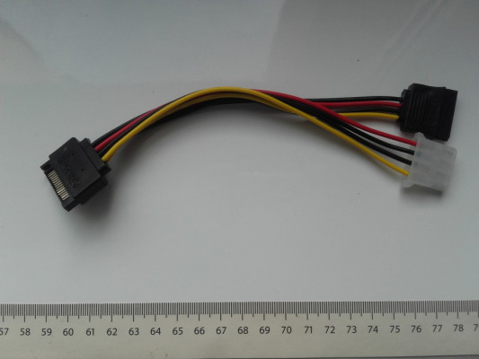 Rozdzielacz zasilania z SATA na MOLEX+SATA 19cm, nowy kabel SATA do MO