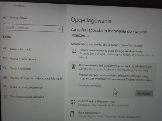 Czytnik linii papilarnych USB, Windows Hello Fingerprint NOWY FT101 V1