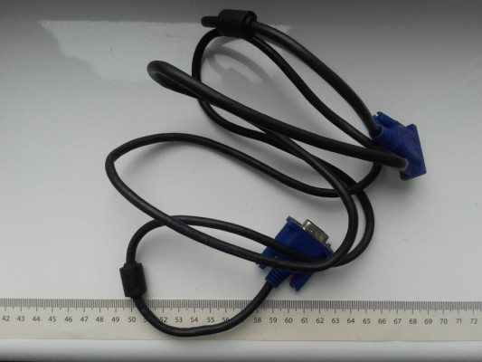 Kabel VGA, D-SUB, 1,75m - 175cm, SVGA, używany, sprawny, kolor czarny