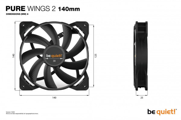 Wentylator 140mm, bequiet Pure Wings 2 BQ PUW2-14025-LS-9 DV 12V 0.20A