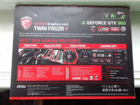 MSI GeForce GTX 960 Gaming 2GB GDDR5, DVI, HDMI, DisplayPort, sprawna,