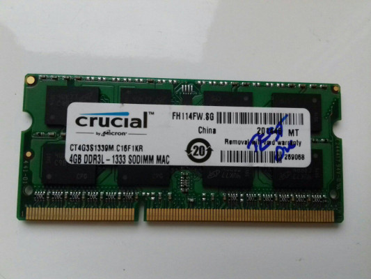 Crucial DDR3 4GB, PC3L-10600, SODIMM, 1,35V, 1333MHz, laptopowy, CT4G3