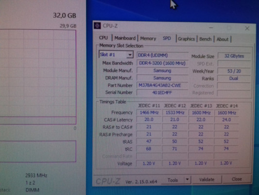 Samsung DDR4, 32GB, PC4 3200MHz, 2933Mbps, 1,2V, M378A4G43AB2-CWE, W85