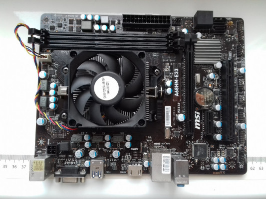 MSI A68HM-E33 + AMD A4-6300, Sprawne, FM2+, DDR3, HDMI, VGA, SATA, USB