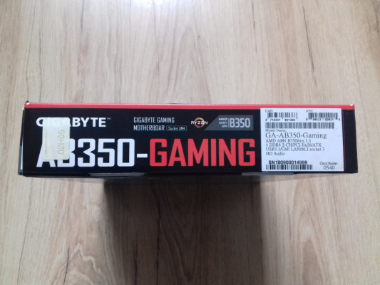 Pudełko od płyty głównej ATX Gigabyte AB350 Gaming, GA-AB350-GAMING, S