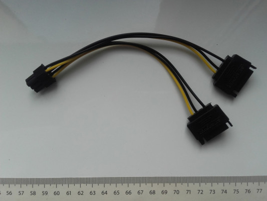 Kabel z 2xSATA do GPU 6pin dla karty graficznej,19cm, PCIE