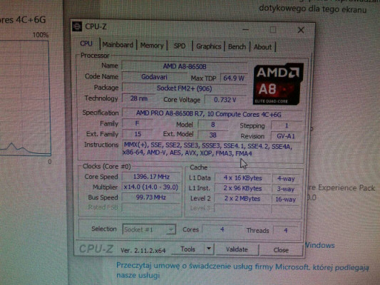 AMD A8-8650B R7, FM2+, 4C+6G, 3,2GHz turbo 3,9GHz, Radeon R7, 65W, AD8