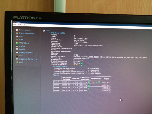 AMD Ryzen 3 1200 AE 4x3.1GHz AM4, 8MB Sprawny, używany Summit Ridge, Y